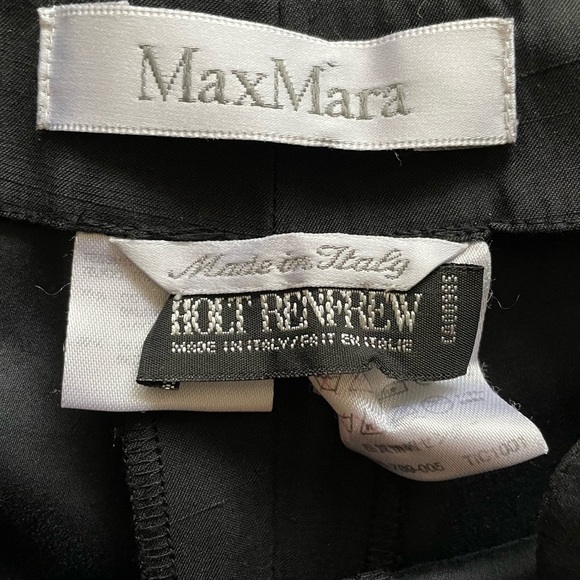 MAXMARA Silk Cotton Clean Front Slim Pants Trousers Black 2 - Picture 7 of 8